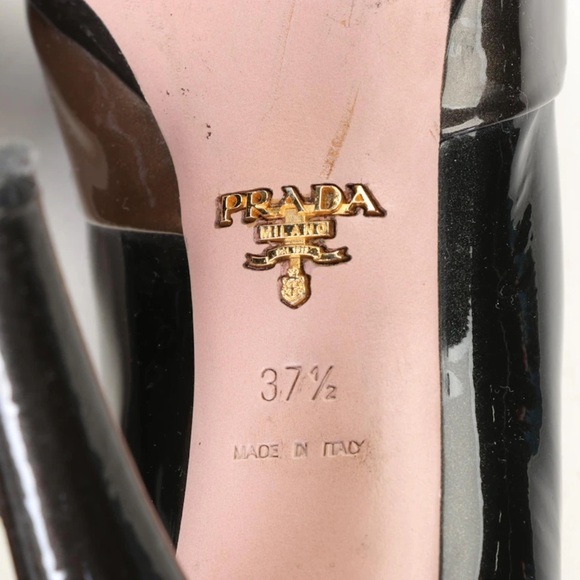 Prada Patent Leather Peep Toe Pumps Graphite size 37.5/US 7 black - Picture 9 of 9